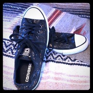 Converse All Star low tops black and gold sequins
